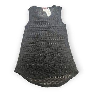 Sievergate Blouse Medium Black Lace Crochet Sleeveless Beach Tunic Cover Up